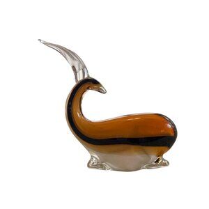 RARE Dynasty Gallery Antelope Hand Fused Art Glass Lt'd Ed 'Vinci' Line AMBR BLK